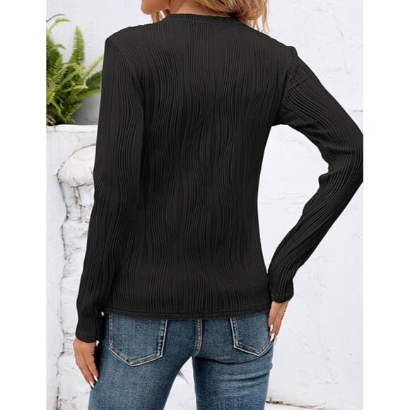Fall Tops for Women 2025 Trendy Long Sleeve Shirts Dressy Casual Textured Blouse - Picture 4 of 6